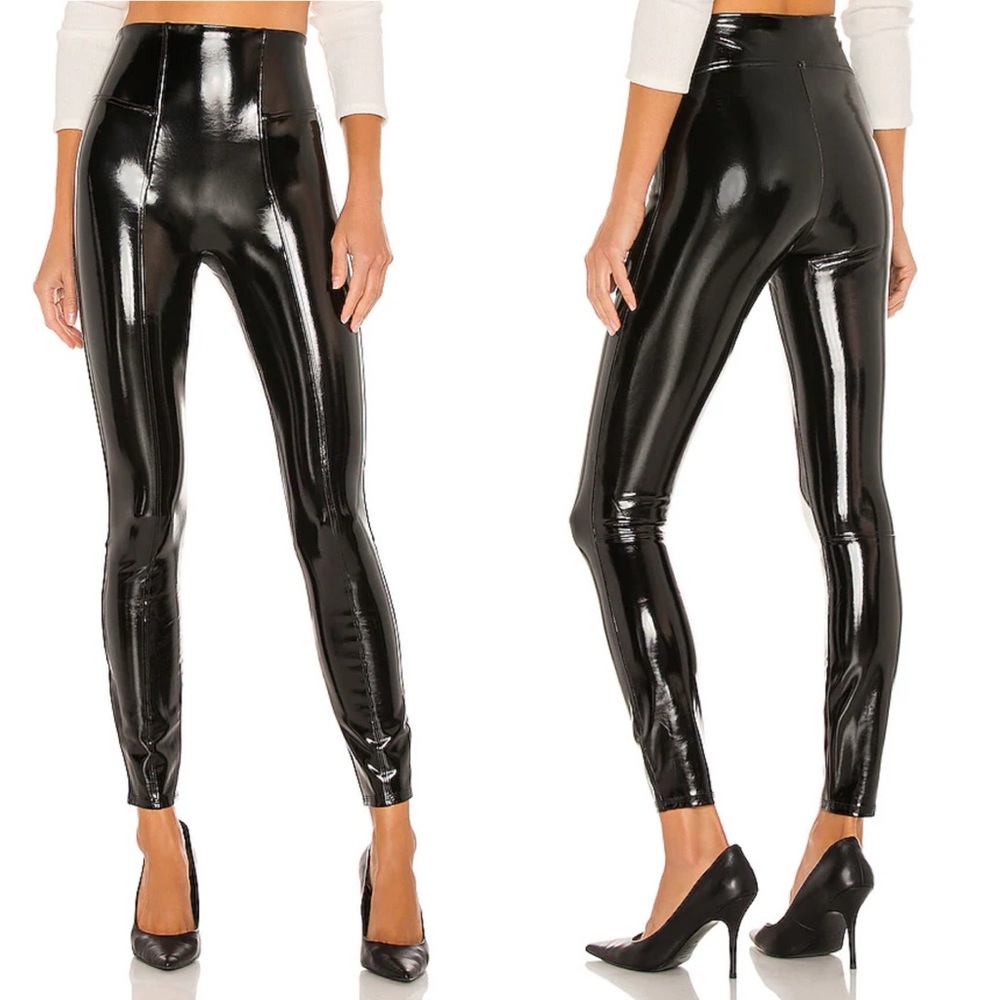 SPANX Black Glossy‎ Leggings with High Waist and Full Length